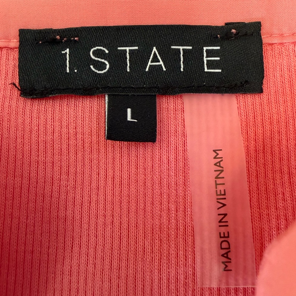#417 1. State NWT Coral Peach V-Neck Puff Sleeve Blouse - Picture 10 of 11